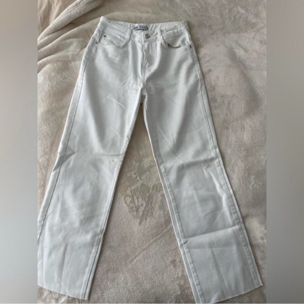 Zara Cream Straight-Leg Pants